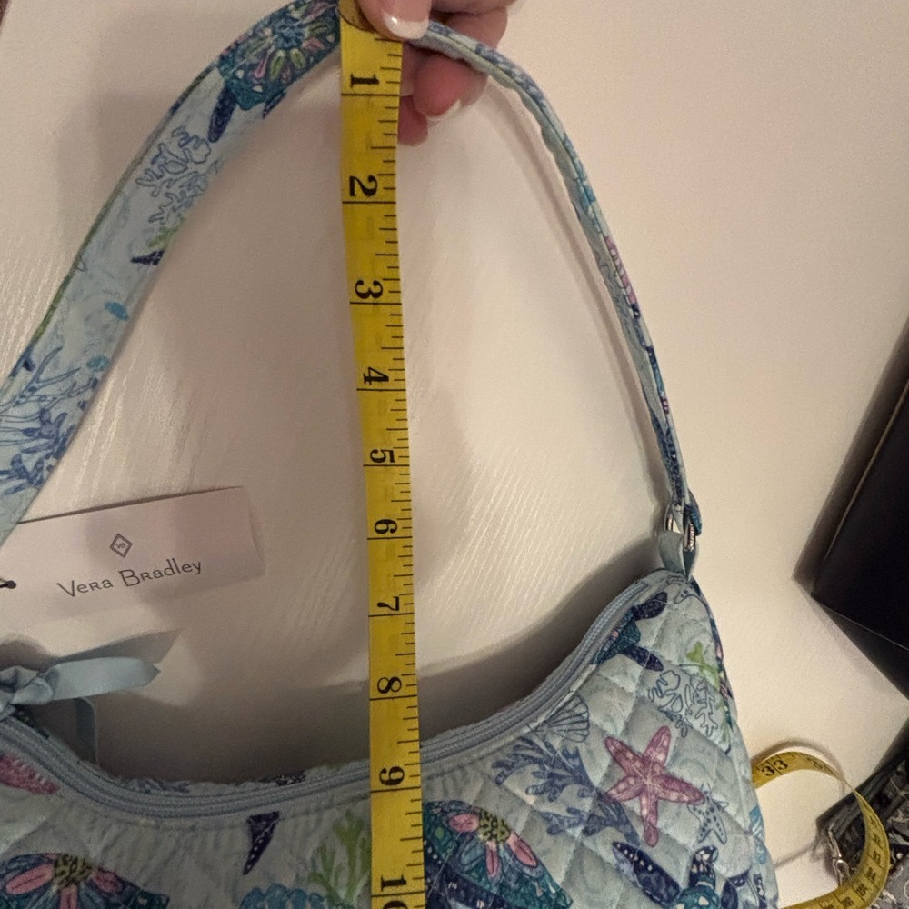 Vera Bradley Light Blue Quilted Shoulder Bag with Sea Turtle Print - Picture 14 of 16